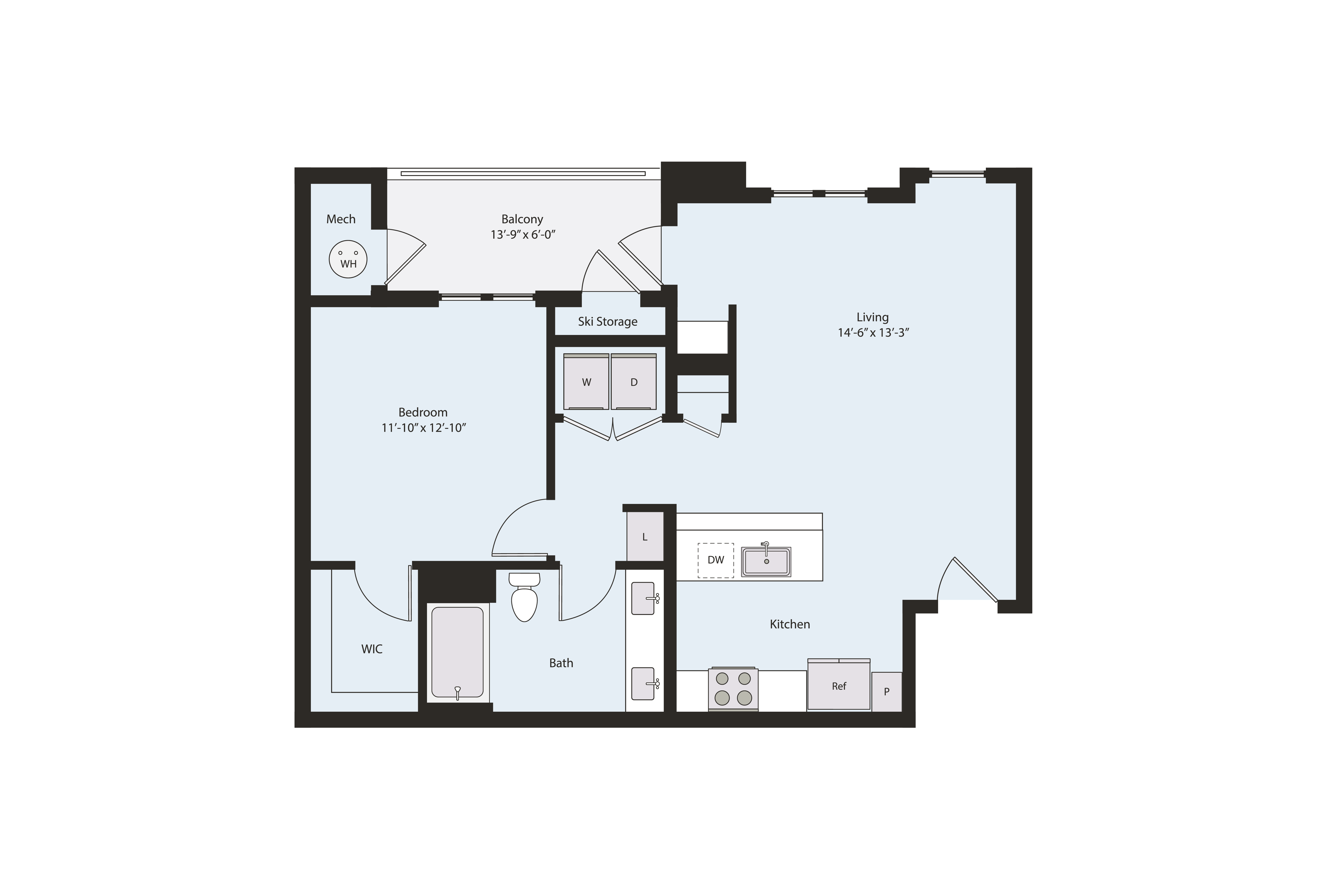 Floor plan layout diagram for A2-1-4